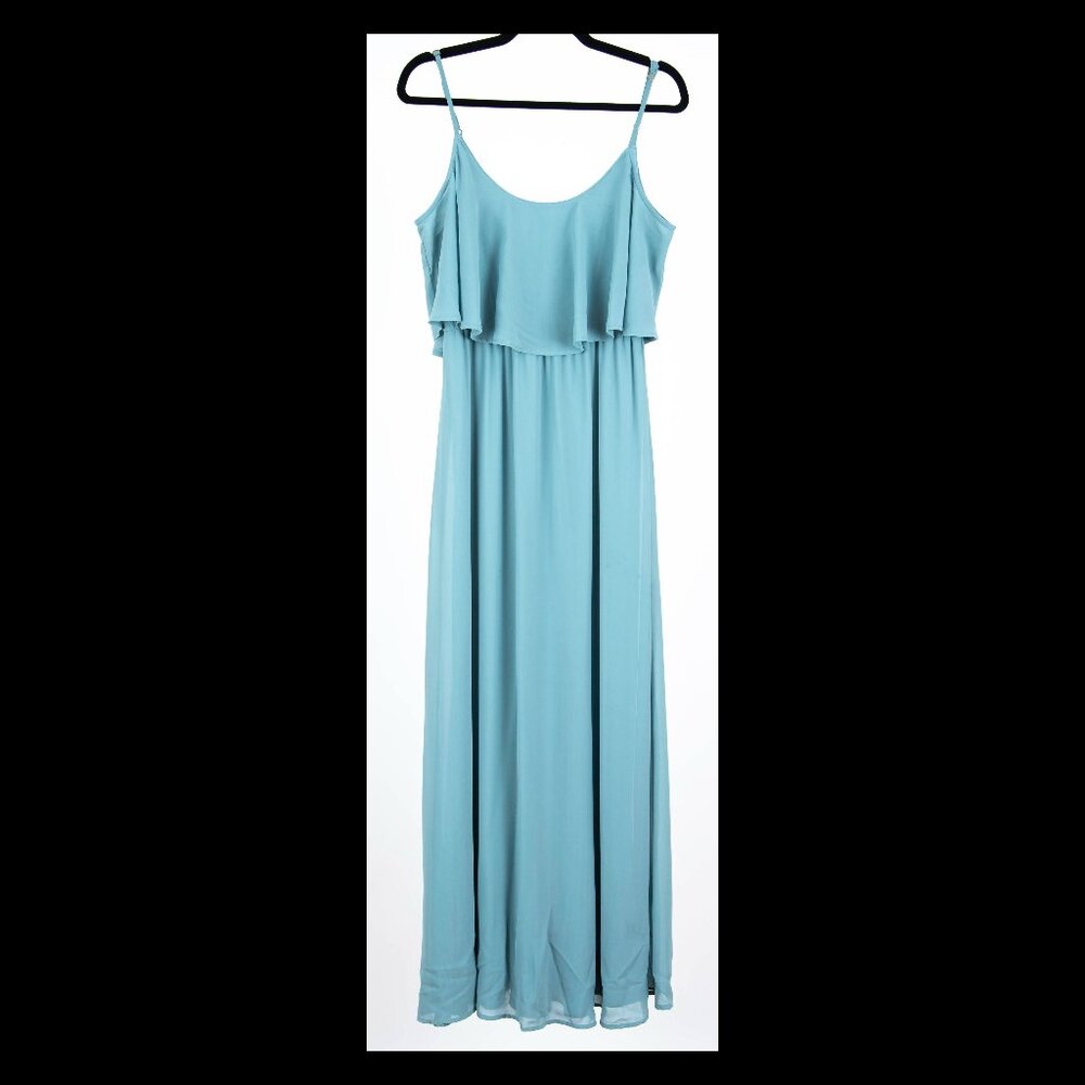 Show Me Your MuMu Blue Ruffle Top Sleeveless Maxi Dress XL EUC